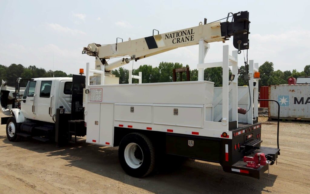 2008 International 7300 Boom Truck left rear side view
