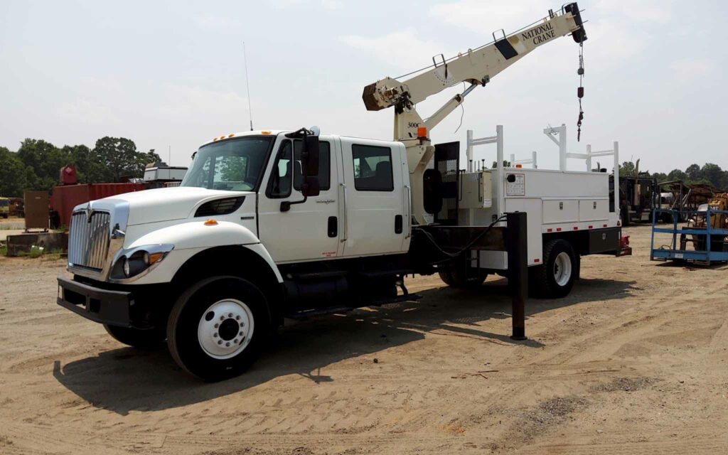 2008 International 7300 Boom Truck left side view