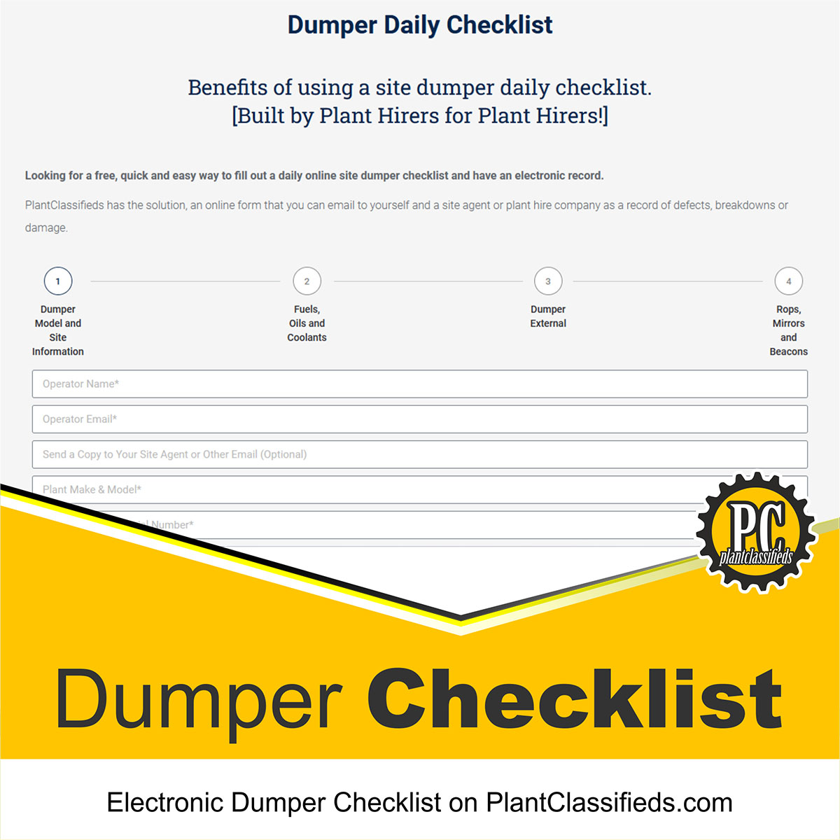 Dumper Daily Checklist Comprehensive PlantClassifieds Plant Hire