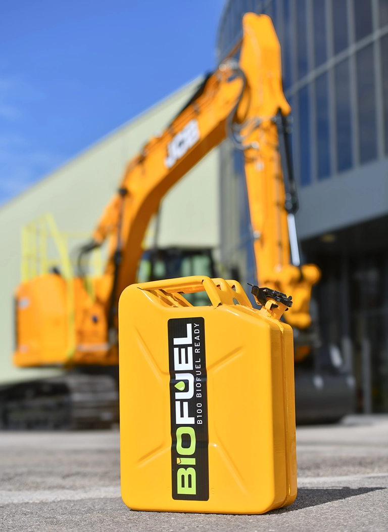 JCB is leading the way for on-site carbon reduction by approving a 100% renewable biodiesel fuel for use in a range of its X Series tracked excavators.