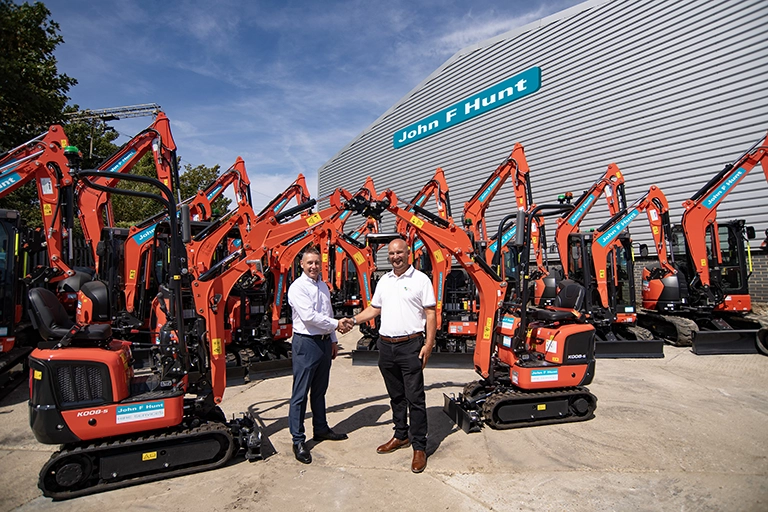 John F Hunt Hire Centres has strengthened its growing rental fleet with the addition of 26 Kubota mini and midi excavators