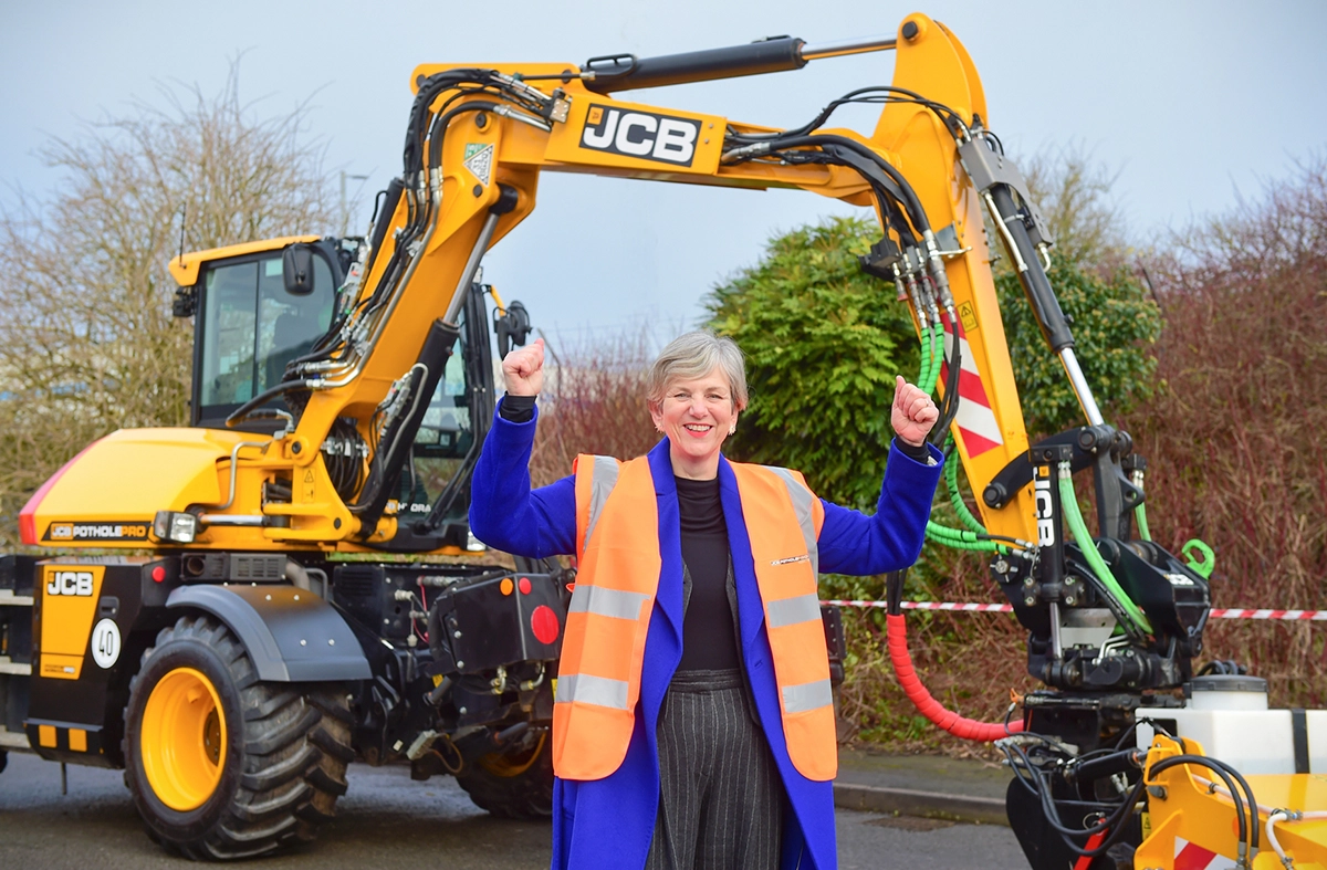 JCB Machine Fixing Britain's Roads