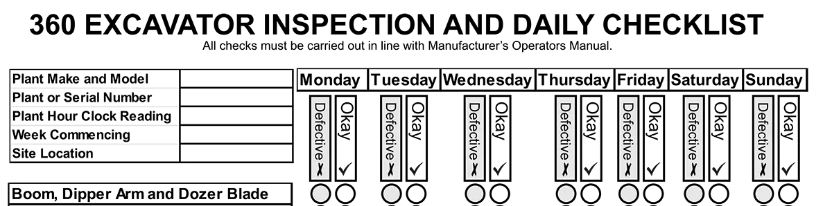 Download our excavator daily checklist - Free on PlantClassifieds.